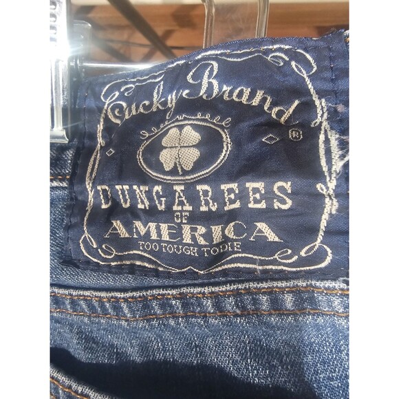 Lucky Brand Jeans Mens 36x32 Blue Straight Leg Distressed Dungarees Denim Pants - Picture 4 of 6